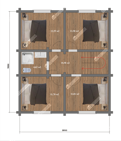 Дом из клееного бруса "Казань", 120 м2