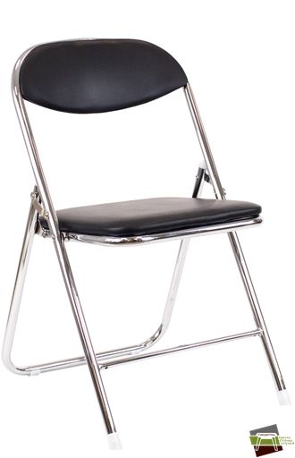 Складной стул Everprof "Джокер Хром / Joker Chrome" Экокожа Черный