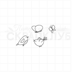 Штамп птички и бабочки