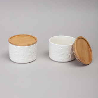 Набор банок с дер.крышкой "Цветочная история"  9*6,5 см 225 мл