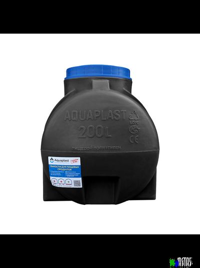 Емкость 200 литров горизонтальная  черная