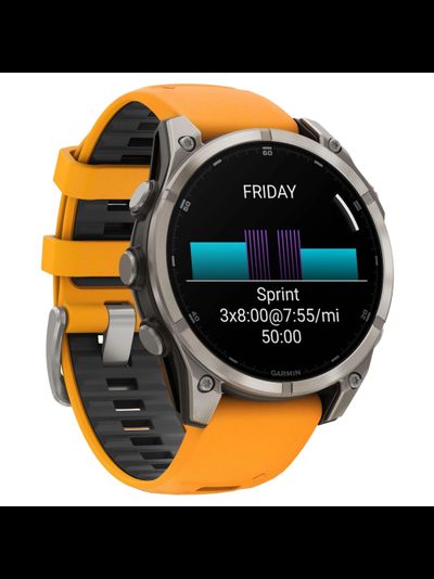 Часы Garmin Fenix 8 —47mm AMOLED Sapphire Titanium Spark Orange / Graphite