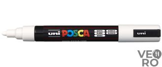 Акриловый Маркер Uni POSCA PC-5M 1,8-2,5мм, овальный наконечник, БЕЛЫЙ