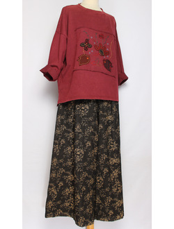 Джемпер ХЛОПОК "РЫБЫ винтаж" вишня до р.52