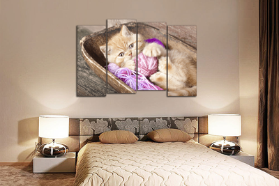 Модульная картина "Котенок с клубочком"