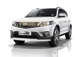 Защита переднего бампера двойная d57+d42 Geely Emgrand X7 2019- (джили эмгранд х7 2019-)