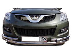 Защита переднего бампера двойная (верх+2 коротких )с перемычками d60/42 для Great wall Hover H5 (2010)