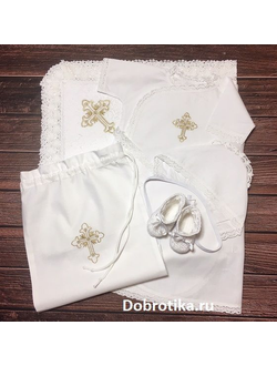 Тёплый крестильный набор "Символ Веры", комплектация макси, цвет крестиков на выбор, можно вышить любое имя