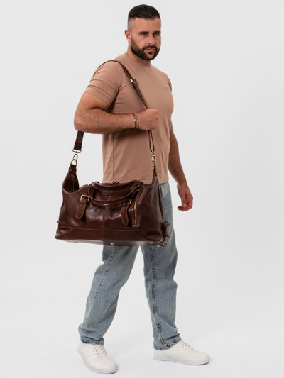 Кожаная дорожная сумка Campora Premium brown (арт. 
4019-53)