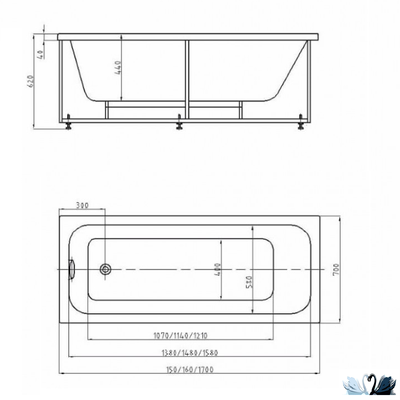 Ванна Aquatek Мия 150x70 см MIY150-0000001, акриловая, прямоугольной формы