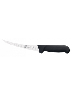 Нож обвалочный 150/290 мм. изогнутый (узкое лезвие, с бороздками) черный SAFE Icel /1/6/