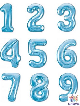 Шар Цифра голубая 102 см SLIM (0,1,2,3,5,6,7,8,9) ( шар + гелий + лента)