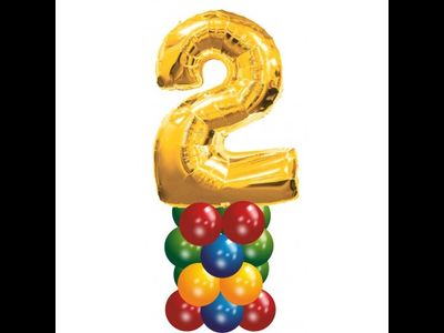 шары цифра золотая на колонне, Высота 160 см