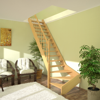 Поворотная деревянная лестница ЛМПО-12