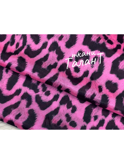 Перлшифон принт "Леопард с ворсинками", цв. Розовый