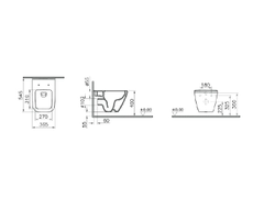 Подвесной унитаз Vitra Integra Square, 54 см, безободковый, 7082B003-0075