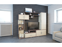 ЛДСП Гостиная ПЕКИН Ясень Шимо темный-светлый