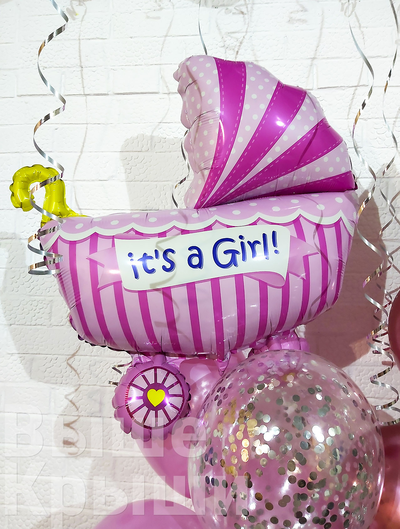 Шарик в форме коляски на выписку