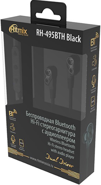 Вакуумные Bluetooth наушники Ritmix RH-495BTH (черный)