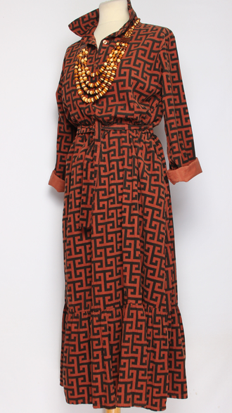 Платье-рубашка Бохо "ОРНАМЕНТ1" терракотовое р.44-46