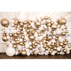Фотозона из шаров золото с белым