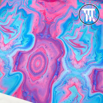 Неопрен принт Розовые разводы на голубом