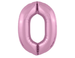 Шар (40''/102 см) Цифра, 0 Slim, Фламинго, 1 шт. в уп.