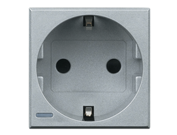 HC4141 Bticino, Axolute, Розетка 2P+E, 2 модуля, алюминий, винтовой зажим