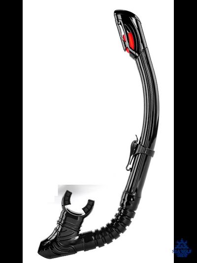 Трубка для дайвинга WAVE сухая, черный силикон