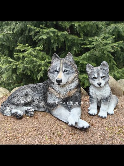 Волчонок - садовая фигура  37*30*20см  2,1кг   полистоун  - не боится влаги и перепадов температур Россия 2799/012978