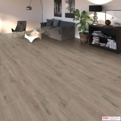 Декор ламината Haro Tritty 100 Дуб Венето Мокка 541477 в интерьере гостиной