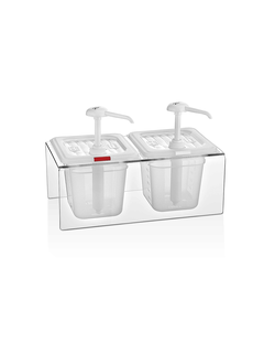 Диспенсер для соуса GN 1/6 h=150 мм. 2 л. на подставке, с дозатором (25 мл), п/п, прозрачный