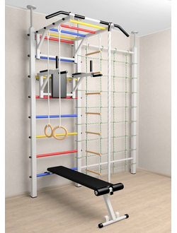 Шведская стенка Sv Sport враспор с турником рукоходом и канатным лазом