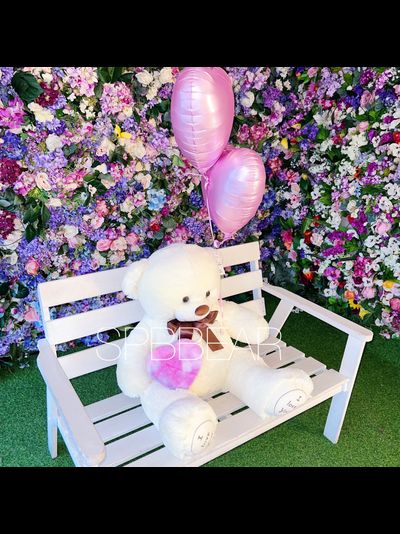 Подарочный набор №2 - Плюшевый мишка 120 см, Шары сердца 2, Киндер бокс средний