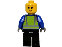 Woman, Black Hair, Blue Coat, Lime Safety Vest, Black Legs, n/a (hol279)