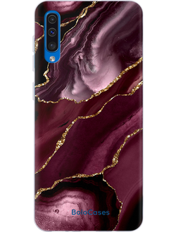 Чехол для Samsung с дизайном бордово-марсаловый мрамор