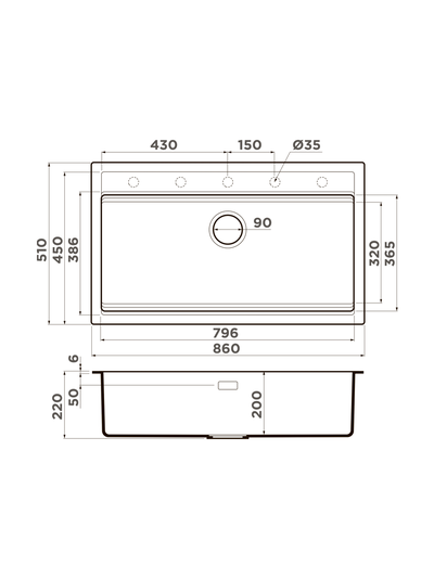 Мойка OMOIKIRI Kitagawa 86-LB GB