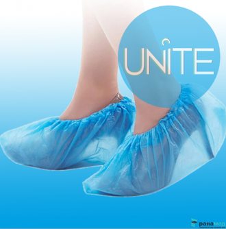 Бахилы UNITE "Люкс" 4,0 гр, Синие  ПНД Гладкие 41*15 см 25 пар