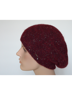 Бордовый женский берет с пайетками Vizio Италия 6917