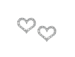 Серьги гвоздики Сердечки с Цирконами