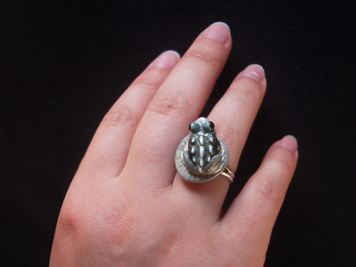 "Каменная Драконья Лягушка", кольцо в стиле фэнтези