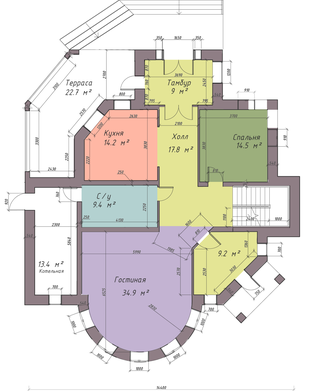 Проект коттеджа из газобетона с облицовкой под кирпич №41