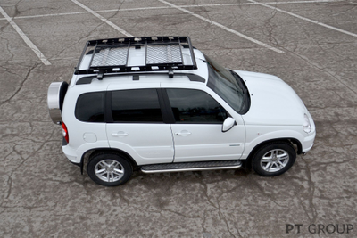 Багажник-корзина двухсекционная универсальная с основанием-решетка (ППК) 1630х1050мм под попереч мм под поперечины на крышу автомобиля