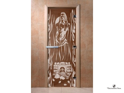 Дверь стеклянная для бани и сауны "Горячий пар" Бронза  8мм Ольха 1900*700