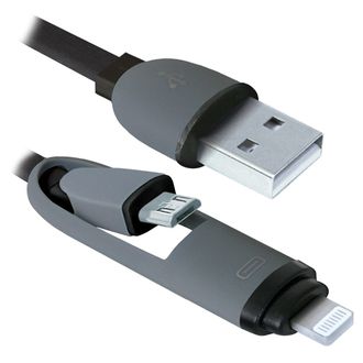 Кабель для зарядки PLUS-II Micro USB +Lightning USB, AUTOSTANDART
