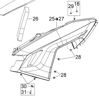 Панель нижняя левая оригинал BRP 502008000/502007196/502006911/502007049/502007665 для BRP LYNX/Ski-Doo (Black Bottom Pan Ass'y LH)