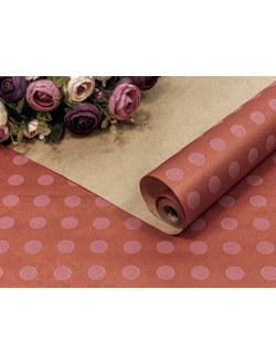 Бумага крафт упаковочная для подарков/цветов (принт "Круги на розовом"), 72см*10м
