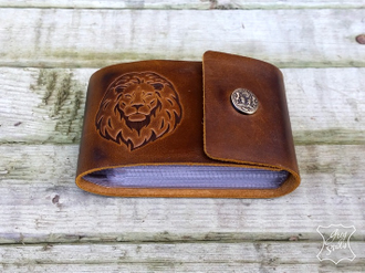 кожаная визитница с тиснением , кожаные аксессуары ручной работы, кожаная визитница, аксессуары кожа