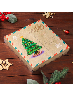Коробка для печенья "Рождественская почта", 18 х 18 х 3 см
