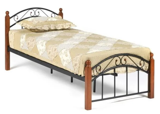Кровать AT-8077 Wood slat base, 90*200 см (дерево гевея/металл, красный дуб/чёрный)
